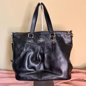 Coach Crossgrain Leather Pleated Large Tote Shoulder and Crossbody Bag